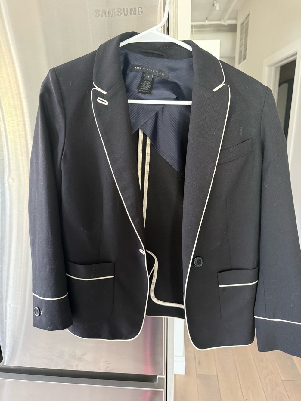 Marc by Marc Jacobs Black Blazer with White Piped Trim